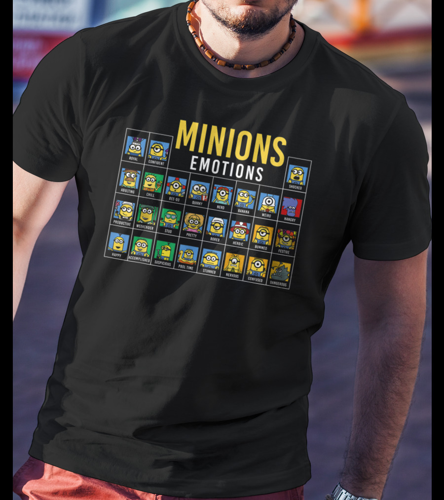 Minions Emotions Chart Featuring Despicable Me Characters T-Shirt