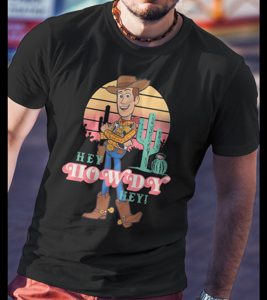 Disney Pixar Toy Story 4 Woody Hey Howdy Hey Sunset Desert Scene T-Shirt