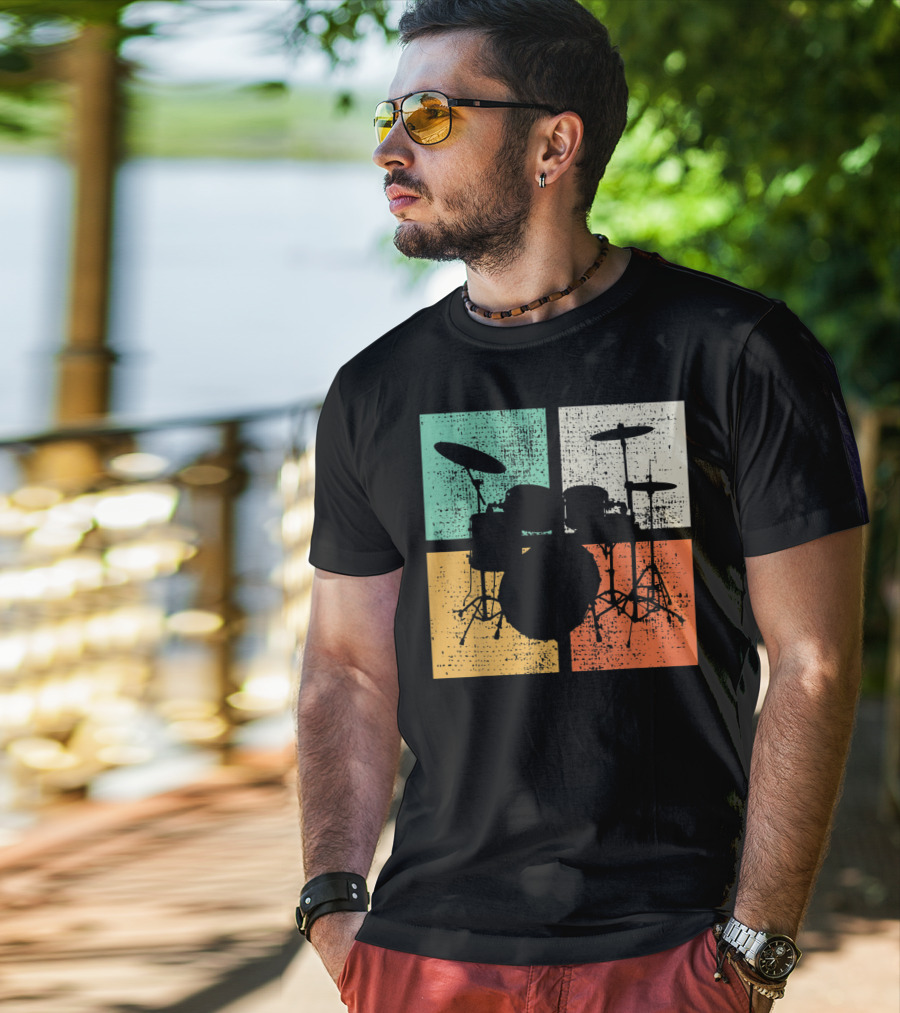 Drummer Drumline Drumset Retro Drum Kit T-Shirt