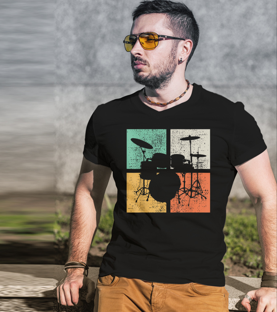 Drummer Drumline Drumset Retro Drum Kit T-Shirt