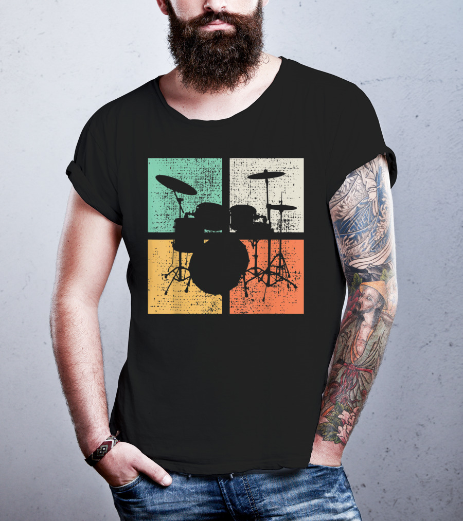 Drummer Drumline Drumset Retro Drum Kit T-Shirt