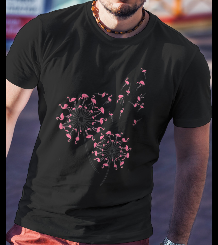 Flamingo Dandelion Flower Woman Flamingo Dandelion Blossoms T-Shirt