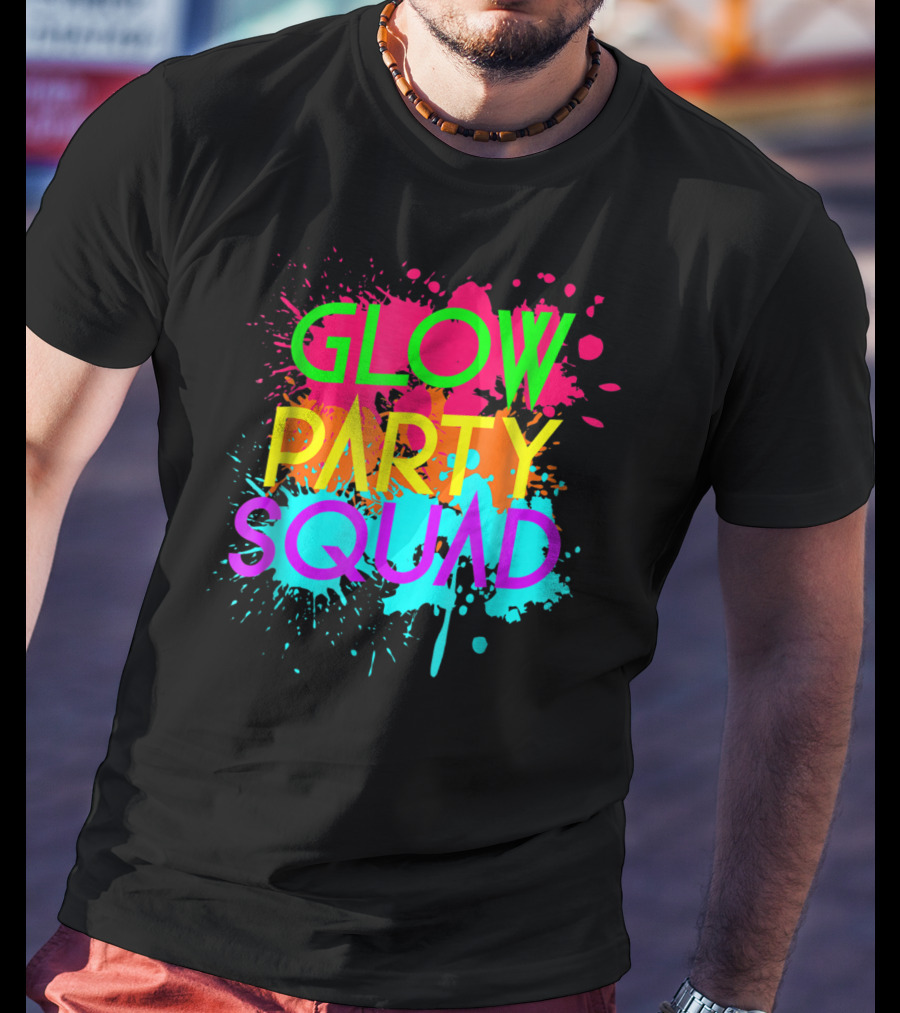 Glow Party Squad Neon Effect Splash Colors T-Shirt