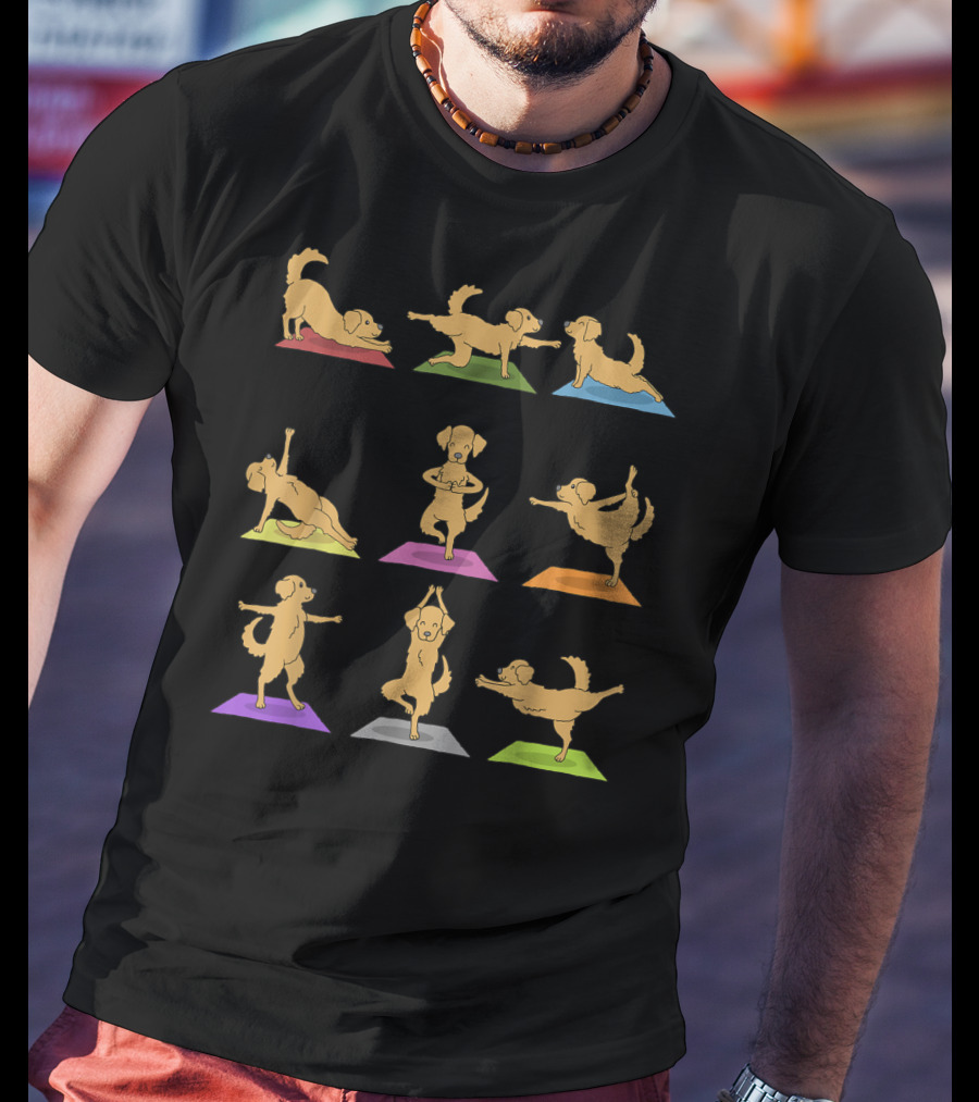 Golden Retriever Yoga Poses Funny Dogs In Yoga T-Shirt