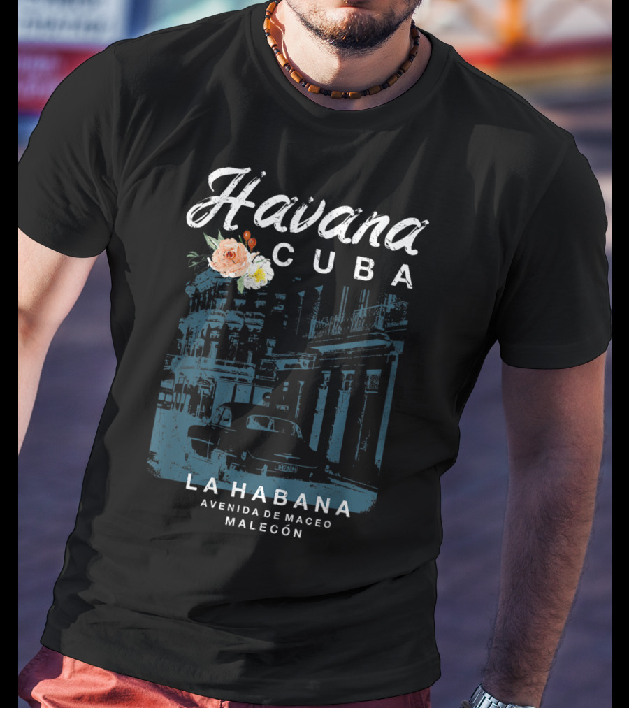 Havana Cuba La Habana Avenida De Maceo Malecón Vintage Travel T-Shirt