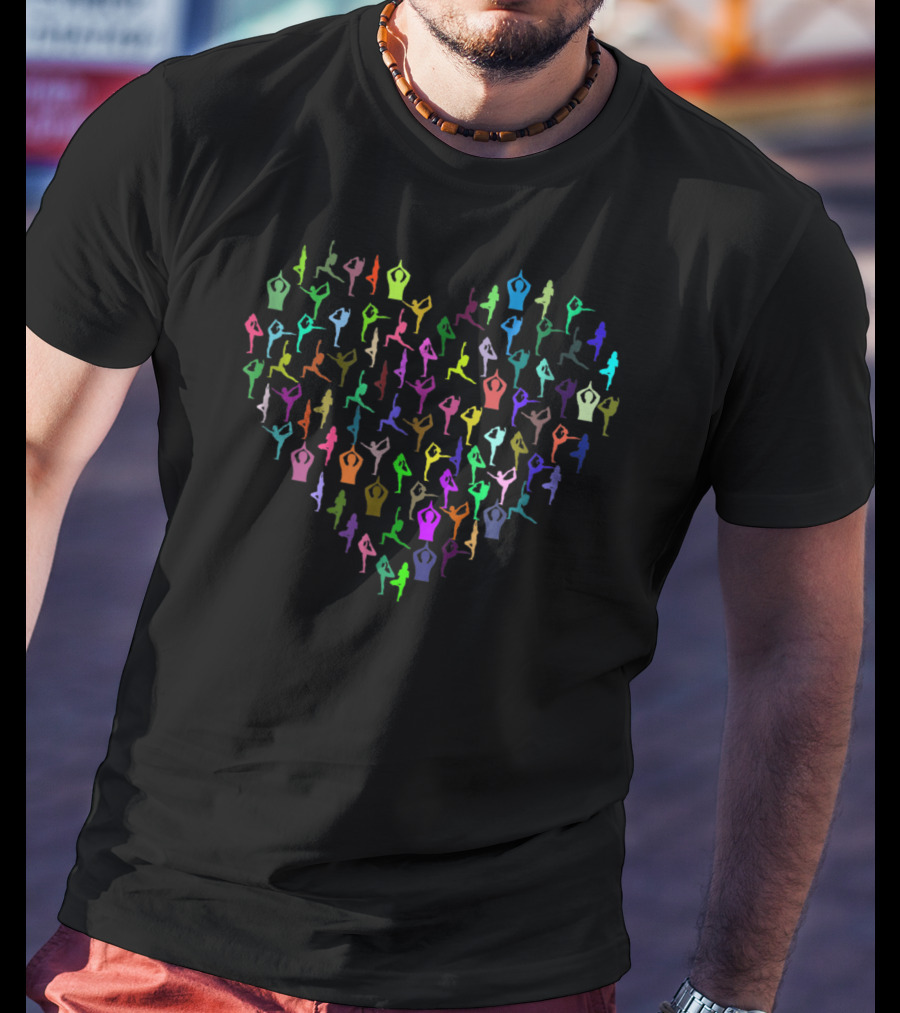 Heart Made Of Yoga Positions In Vibrant Colors T-Shirt