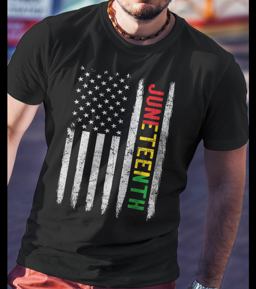 African American Flag Black History Juneteenth Stripes Patriotic Colors T-Shirt