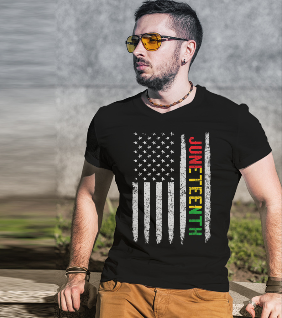 African American Flag Black History Juneteenth Stripes Patriotic Colors T-Shirt