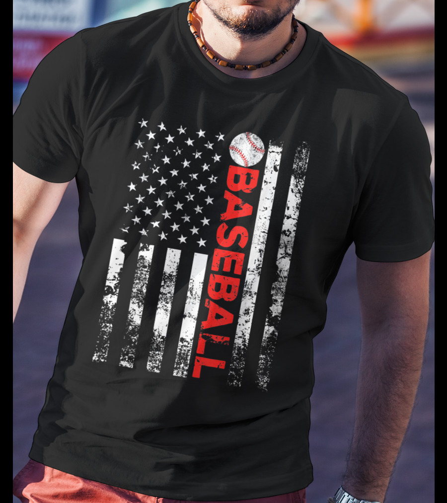 American Flag Baseball Stripes T-Shirt