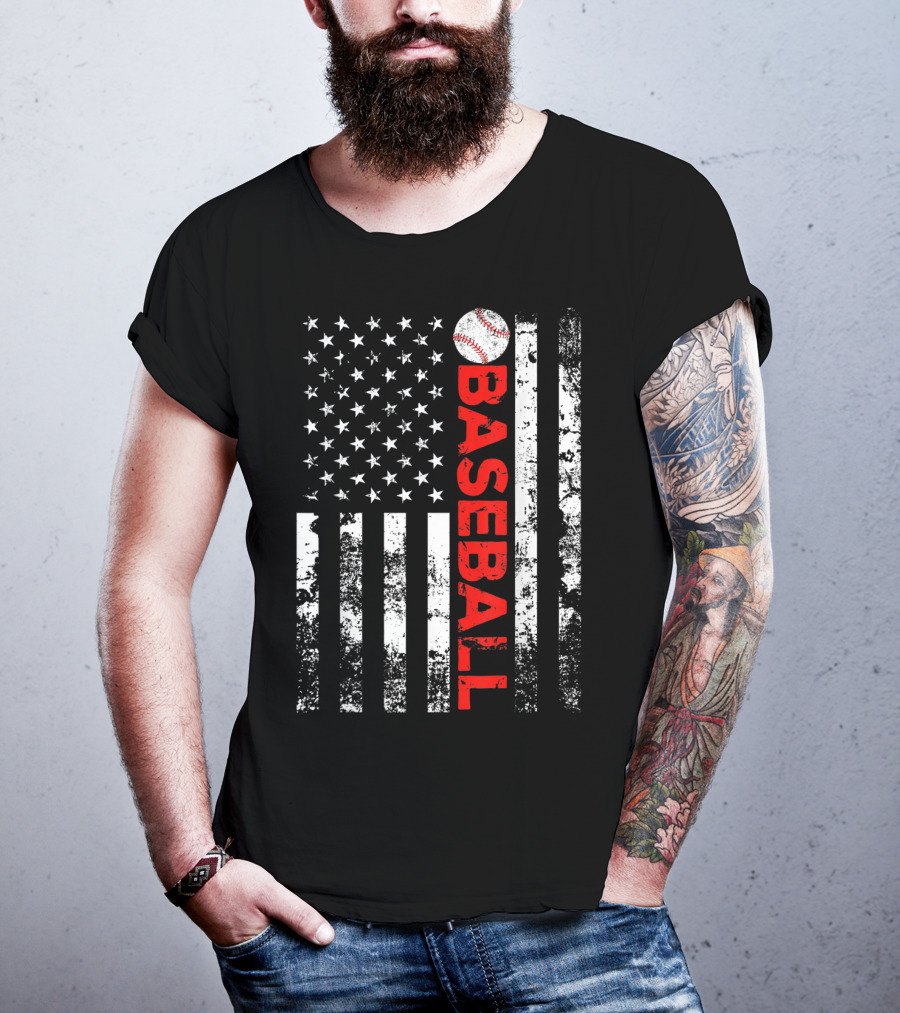 American Flag Baseball Stripes T-Shirt