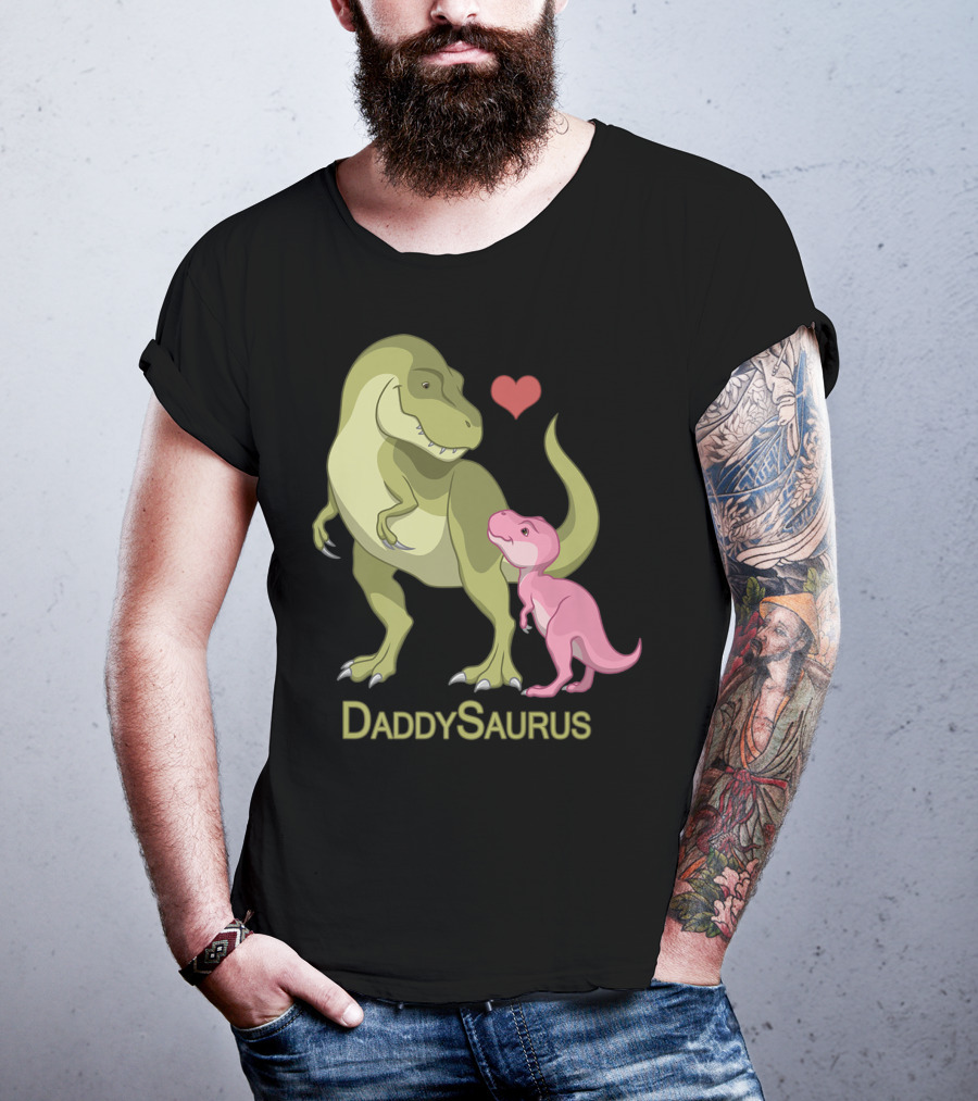 DaddySaurus Rex Father Baby Girl Dinosaurs Heart T-Shirt