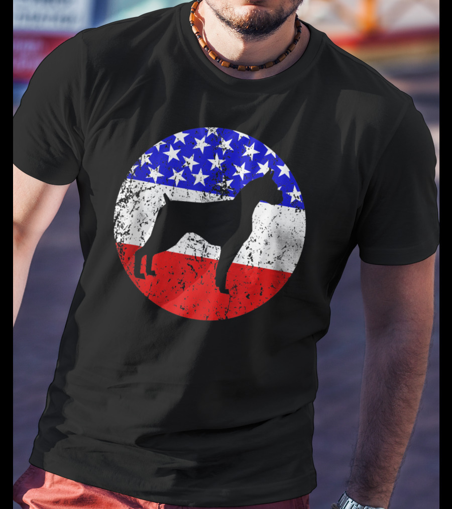 American Flag Vintage Boxer Dog T-Shirt