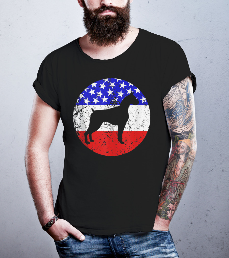American Flag Vintage Boxer Dog T-Shirt