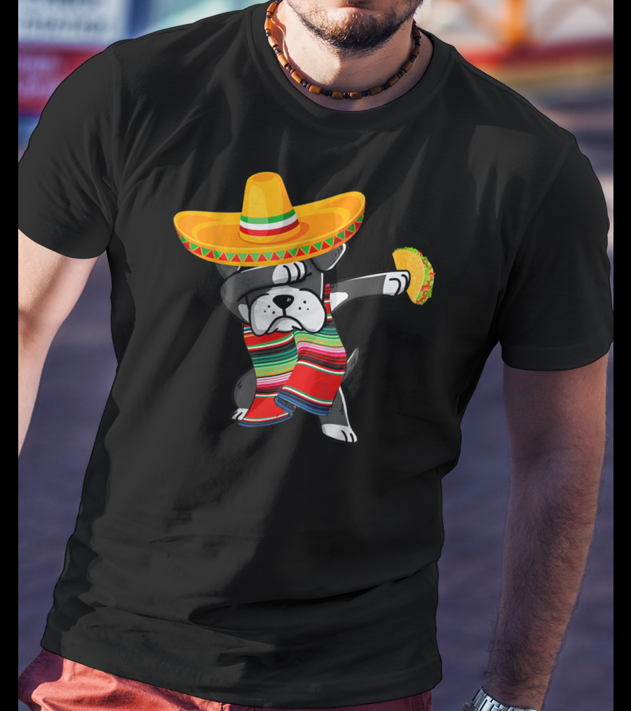 Boxer Dabbing Sombrero Taco Cinco De Mayo Dog T-Shirt