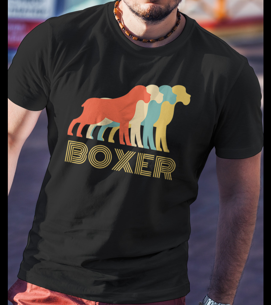 Boxer Dog Breed Vintage Colorful T-Shirt
