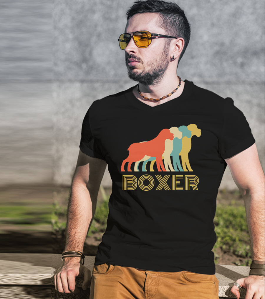 Boxer Dog Breed Vintage Colorful T-Shirt