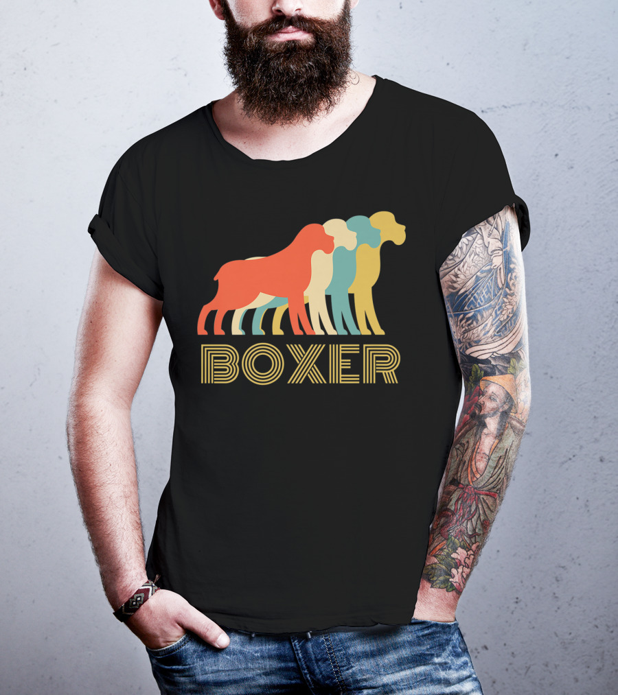 Boxer Dog Breed Vintage Colorful T-Shirt