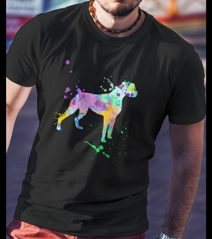 Boxer Dog Lovers Watercolor Splash T-Shirt