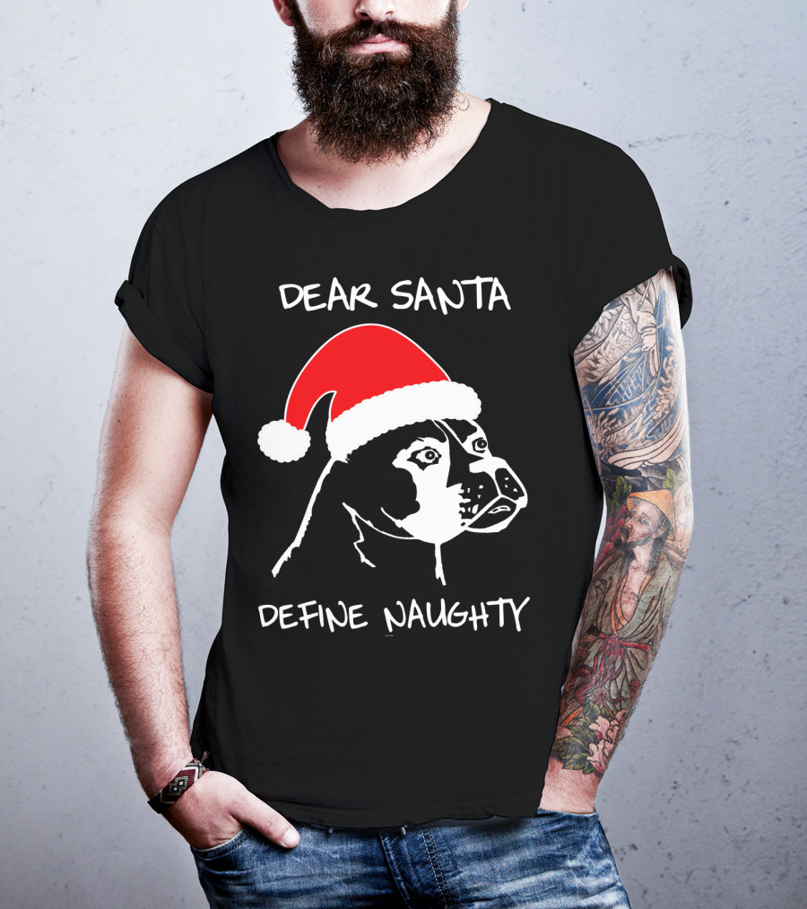 Dear Santa Define Naughty Boxer Funny Ugly Xmas Dog Lovers T-Shirt