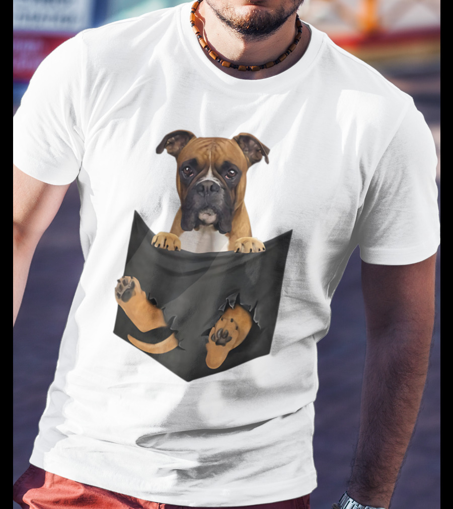 Boxer Puppy In Pocket Boxer Lover T-Shirt