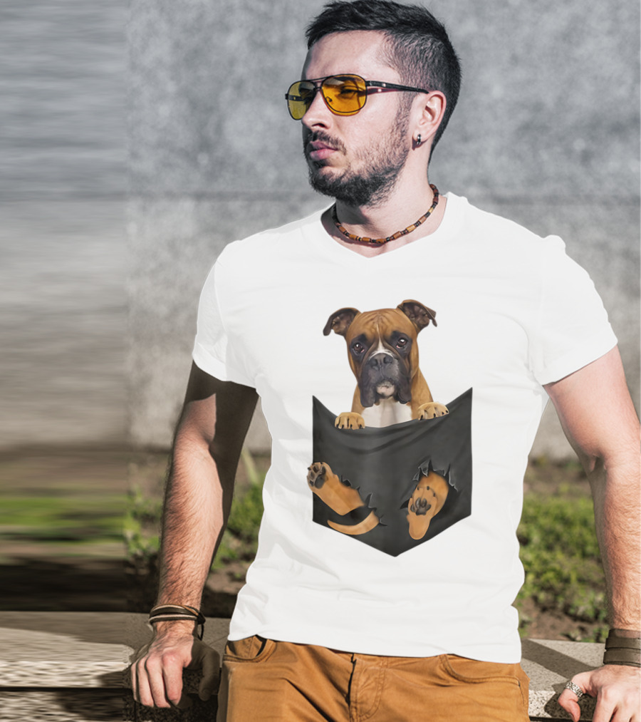 Boxer Puppy In Pocket Boxer Lover T-Shirt