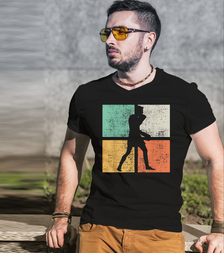 Boxing Boxer Vintage Box Club Silhouette Retro Blocks T-Shirt