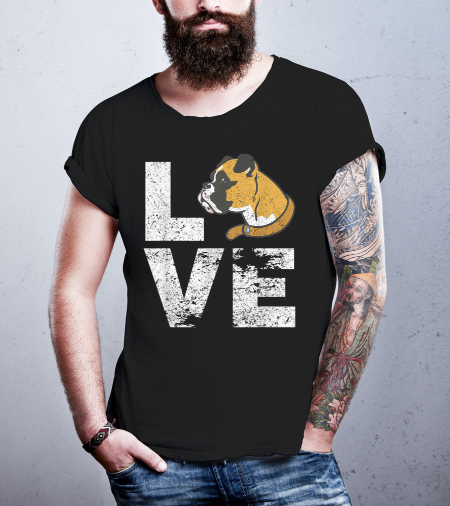 LOVE Boxer Dog Head Funny Dog Lovers T-Shirt