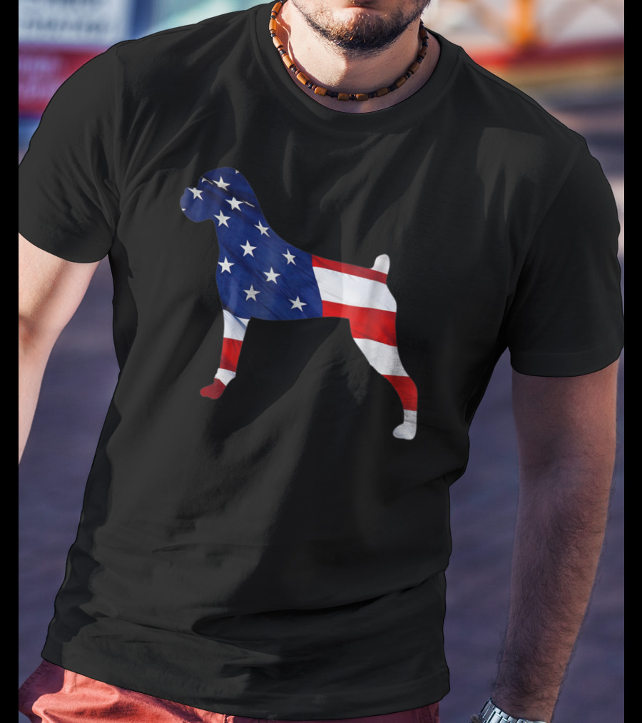 American Flag Boxer Dog Novelty T-Shirt