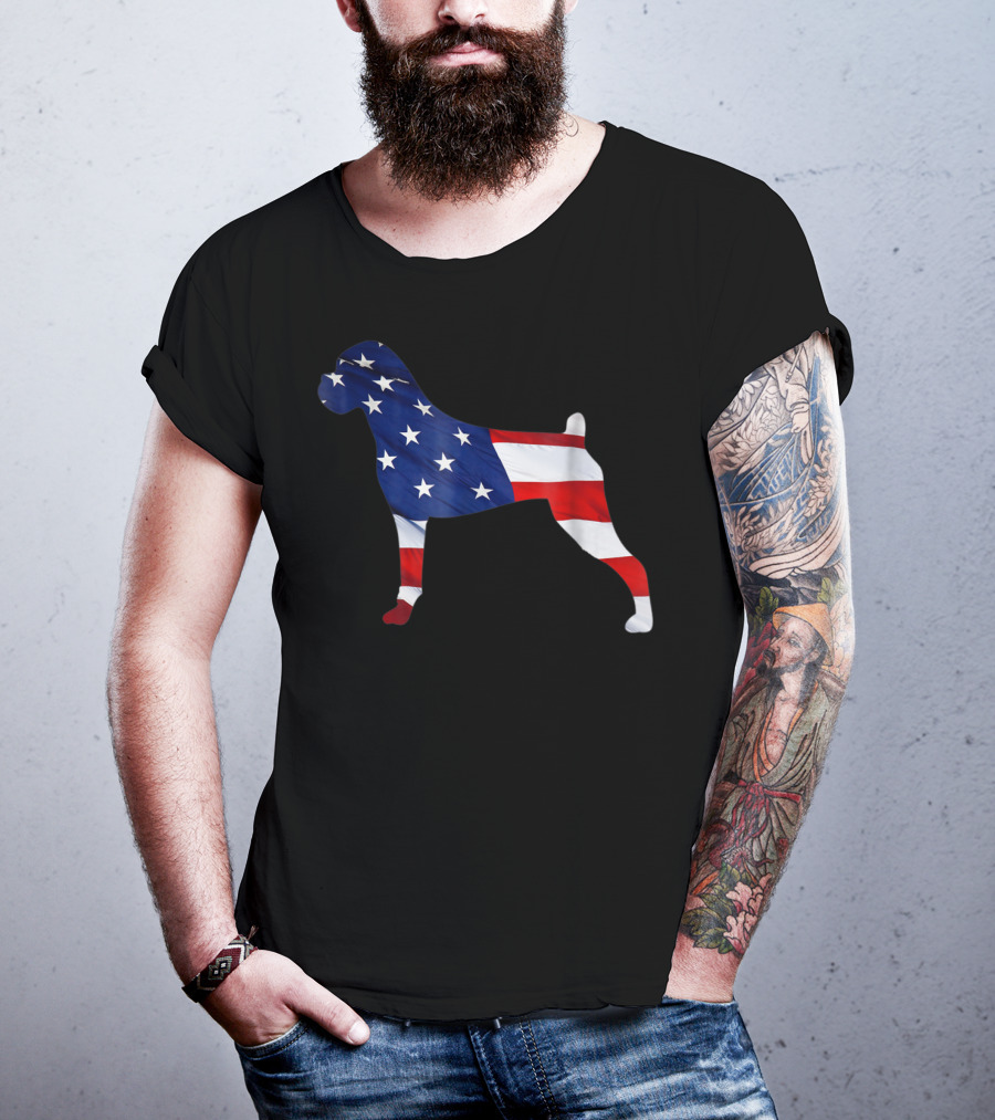 American Flag Boxer Dog Novelty T-Shirt