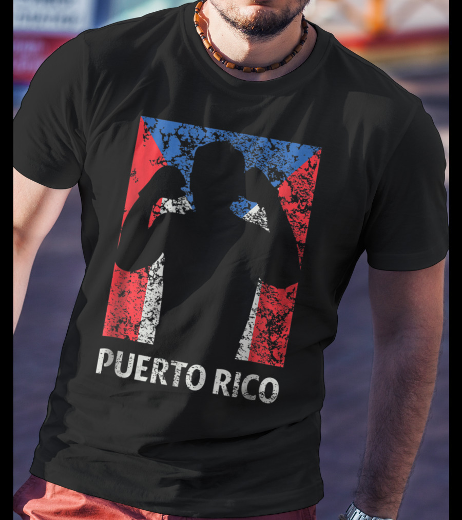 Puerto Rico Flag Boxer Silhouette Pride T-Shirt