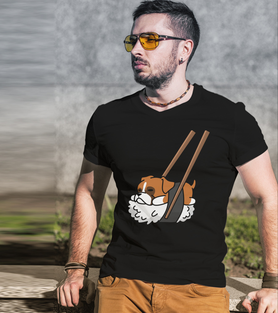 Boxer Dog Sushi With Funny Chopsticks T-Shirt