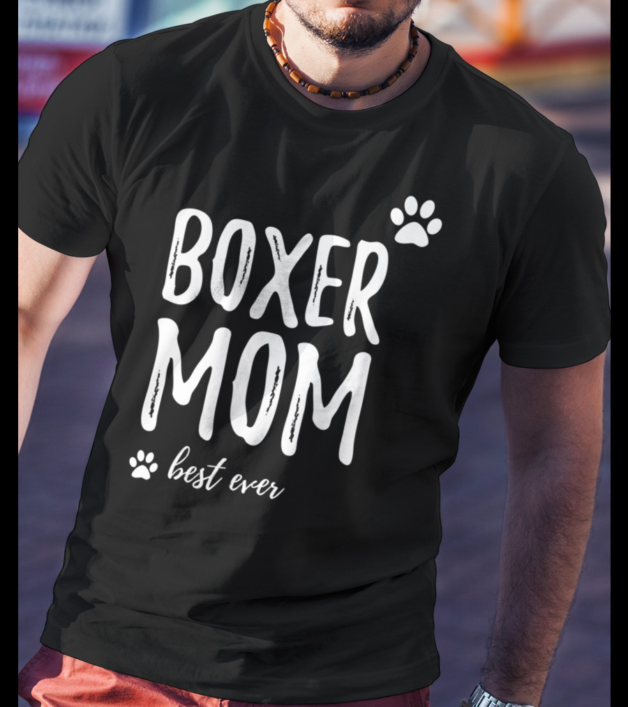 Boxer Mom Best Ever Boxer Dog Paw Prints T-Shirt