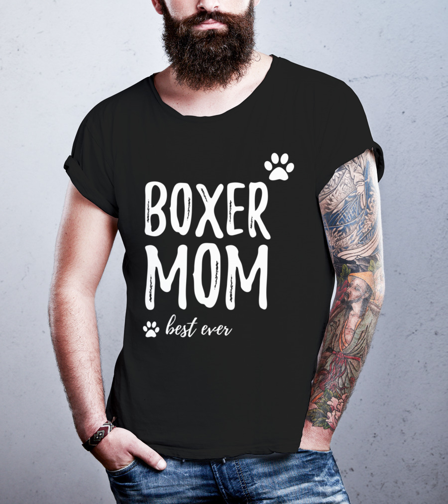 Boxer Mom Best Ever Boxer Dog Paw Prints T-Shirt