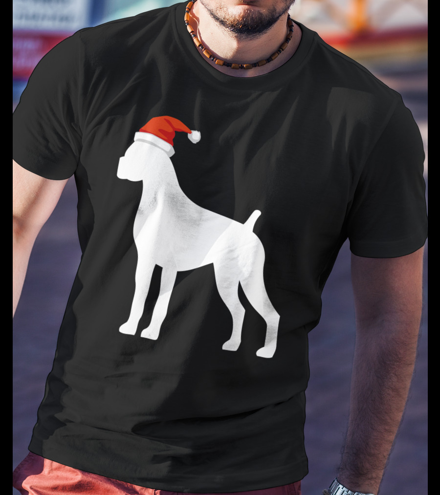 Boxer Dog Wearing Santa Hat Christmas T-Shirt