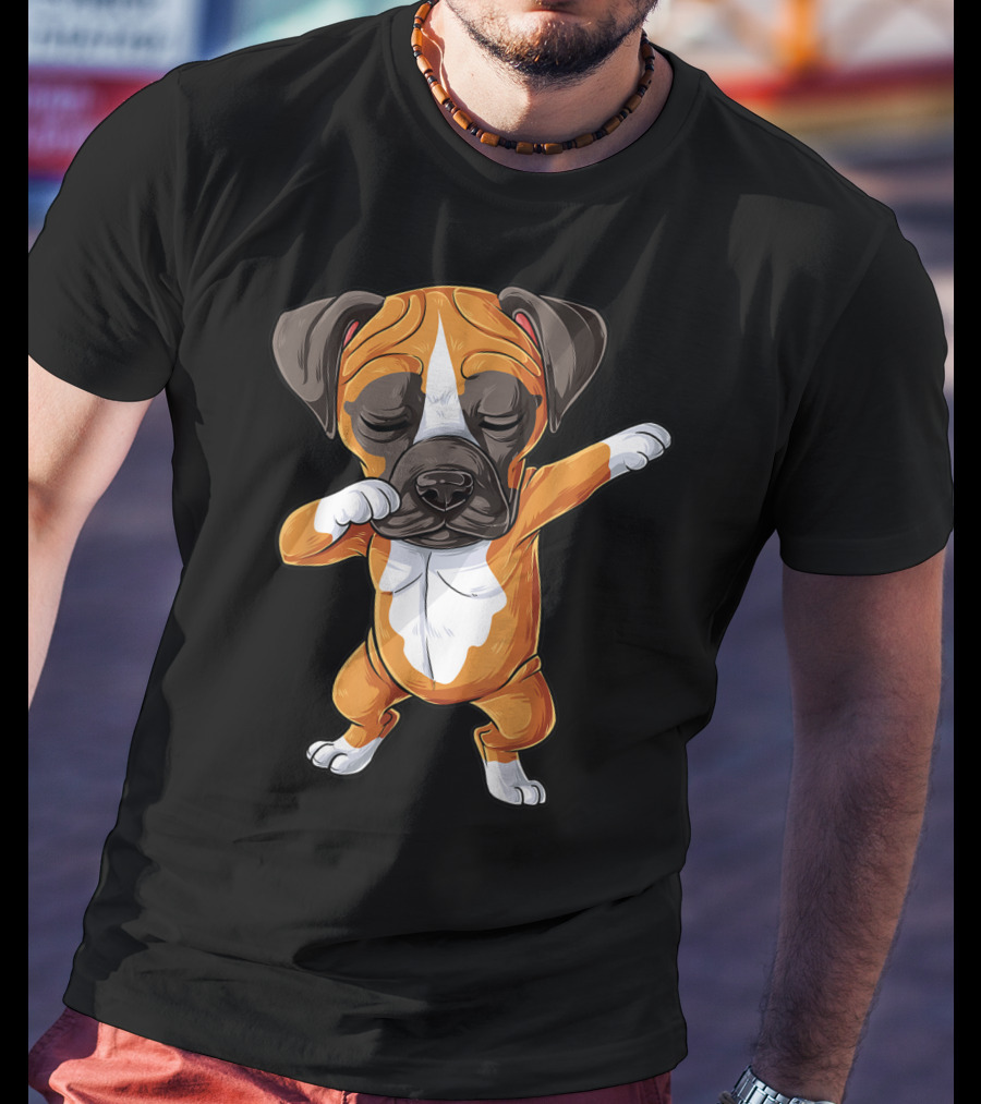 Funny Dabbing Boxer Dog Puppy Lover Kids Boys Dab T-Shirt