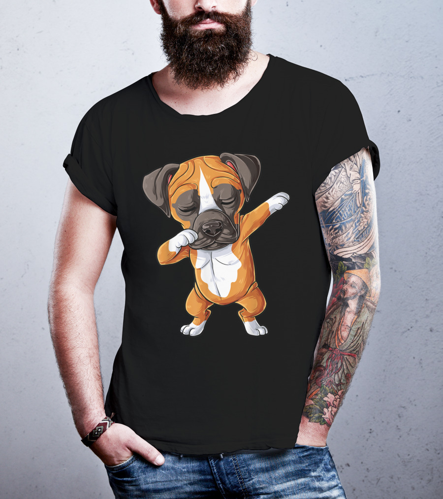 Funny Dabbing Boxer Dog Puppy Lover Kids Boys Dab T-Shirt