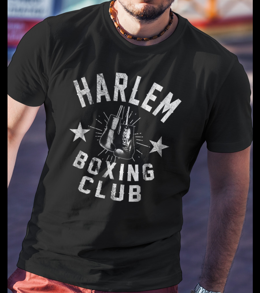 Harlem Boxing Club Vintage Distressed Boxer Gloves With Stars T-Shirt