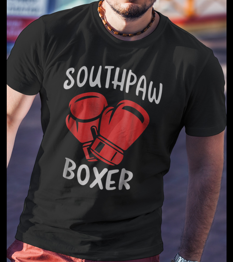 Southpaw Boxer Red Boxing Gloves Left Handed Stance T-Shirt