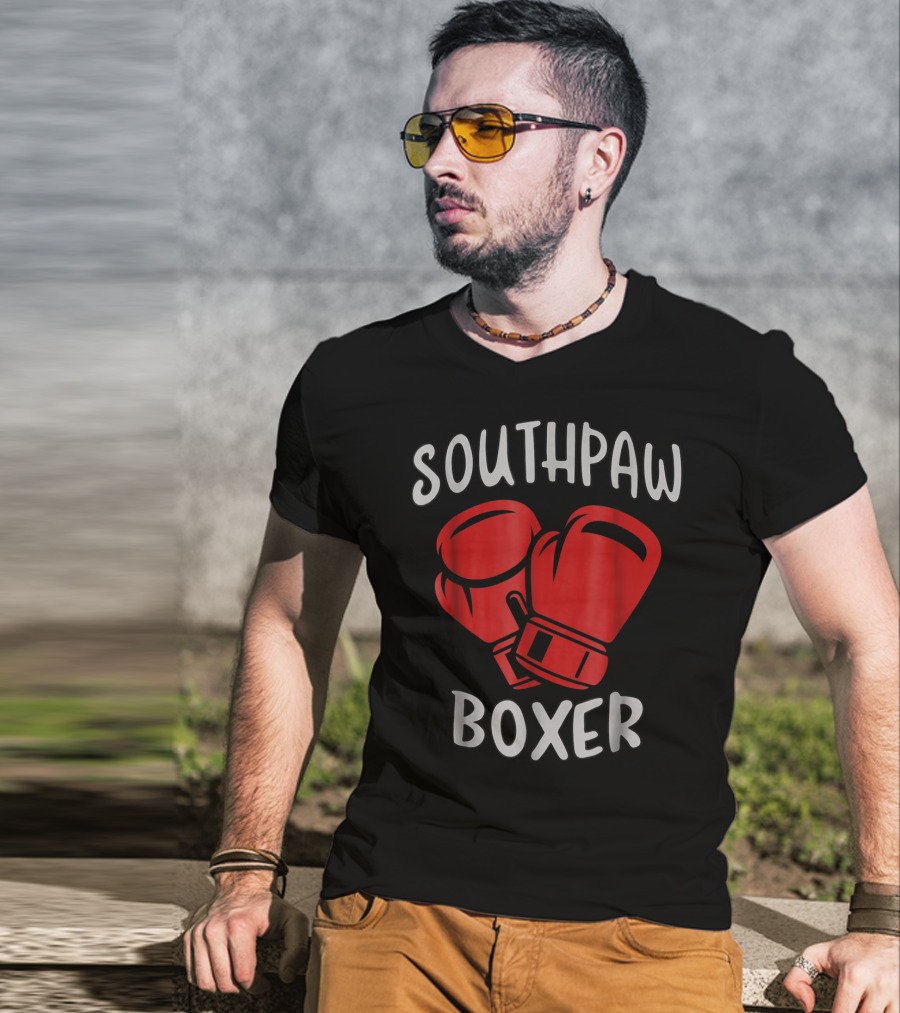 Southpaw Boxer Red Boxing Gloves Left Handed Stance T-Shirt