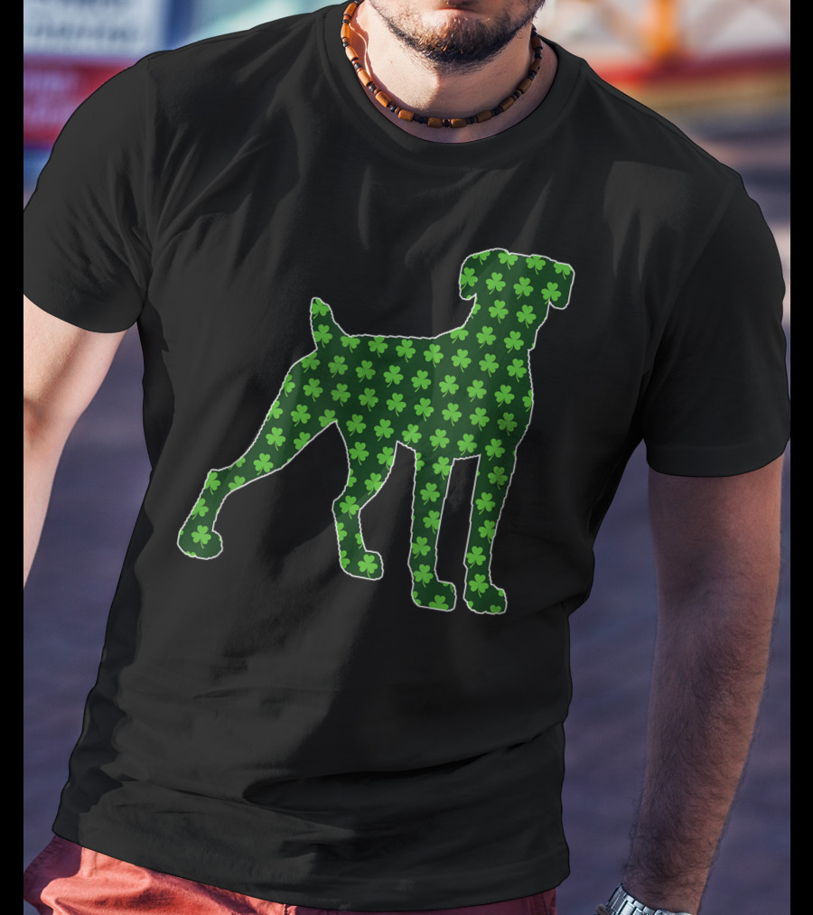 St Patrick's Day Lucky Irish Boxer Dog With Shamrock T-Shirt