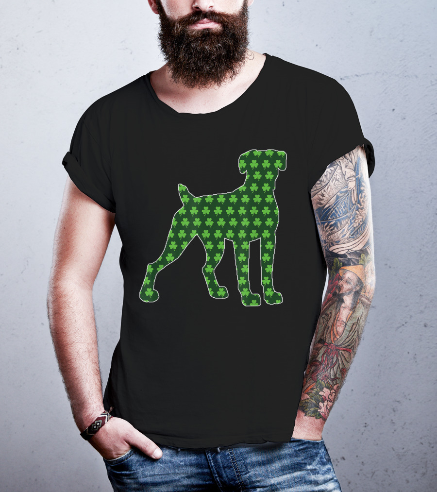 St Patrick's Day Lucky Irish Boxer Dog With Shamrock T-Shirt