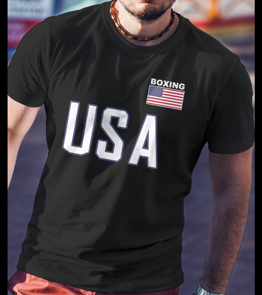 USA Flag Boxing Jacket With Pocket Equipment Theme For Boxer T-Shirt