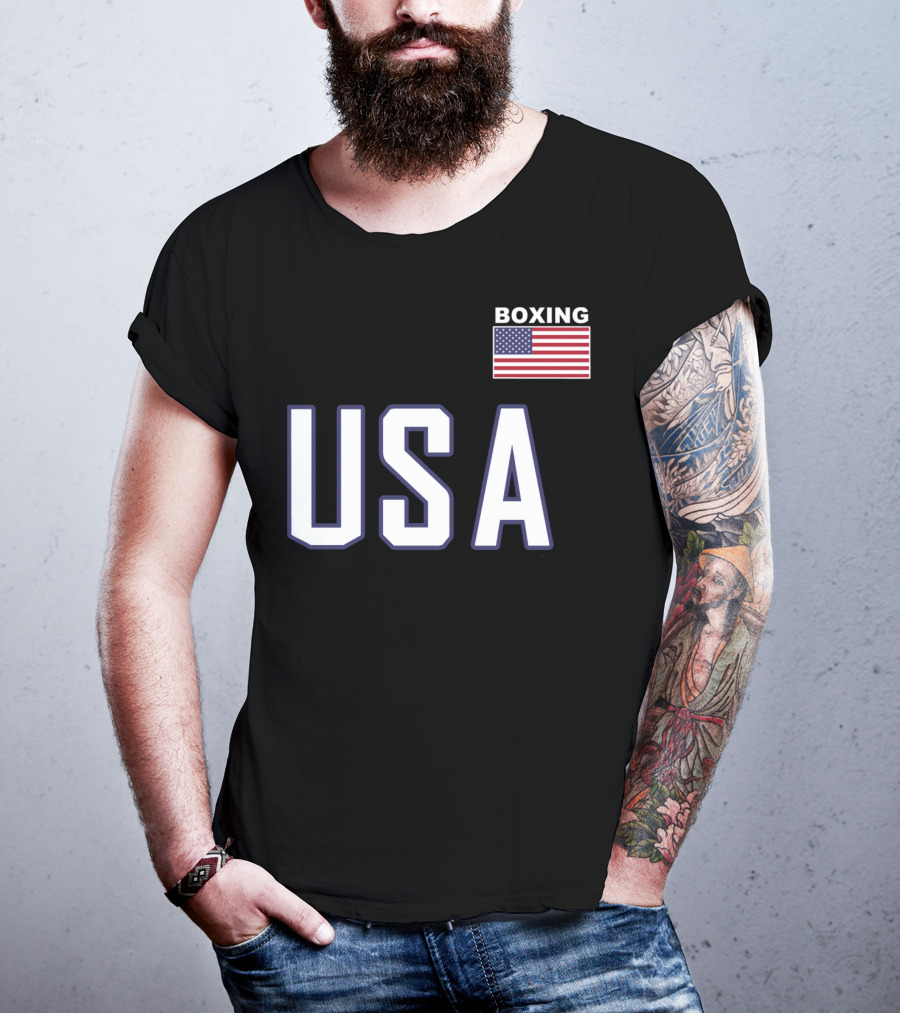 USA Flag Boxing Jacket With Pocket Equipment Theme For Boxer T-Shirt