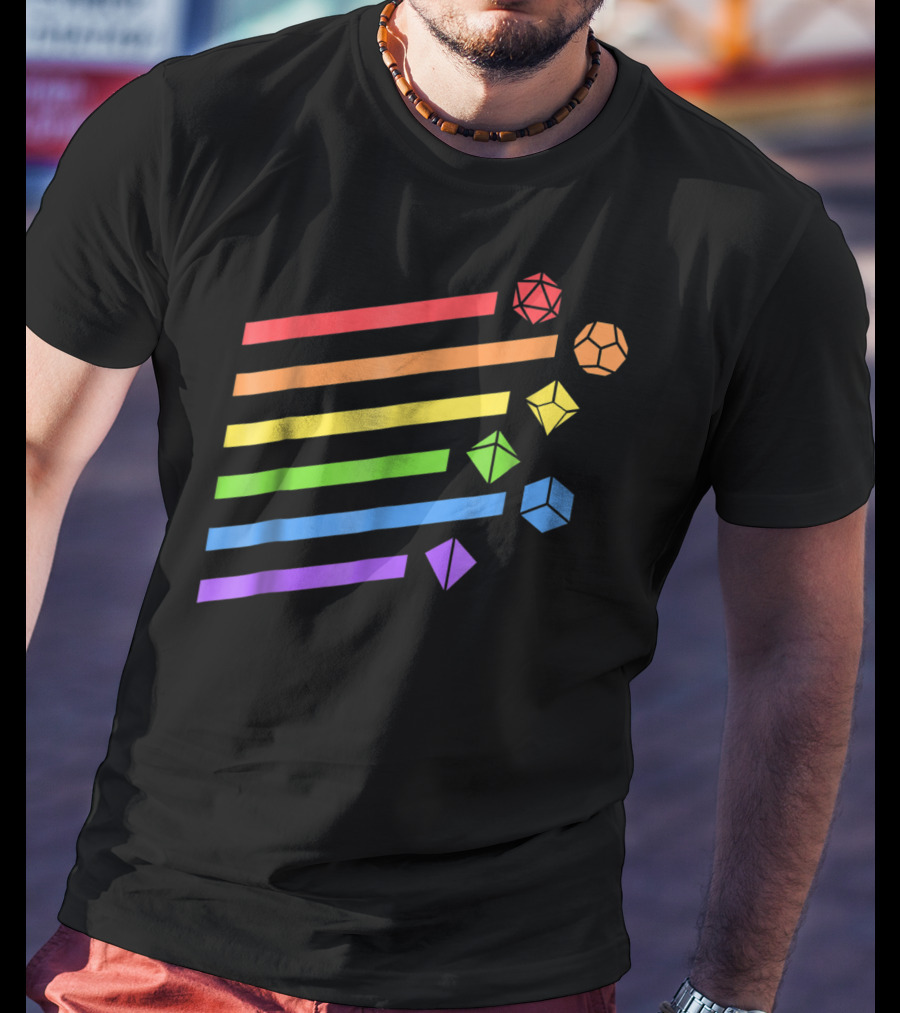 Polyhedral Dice Set Rainbow Colors Minimalist T-Shirt