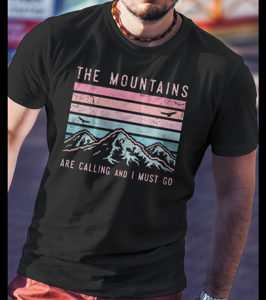 The Mountains Are Calling And I Must Go Sunset Birds T-Shirt