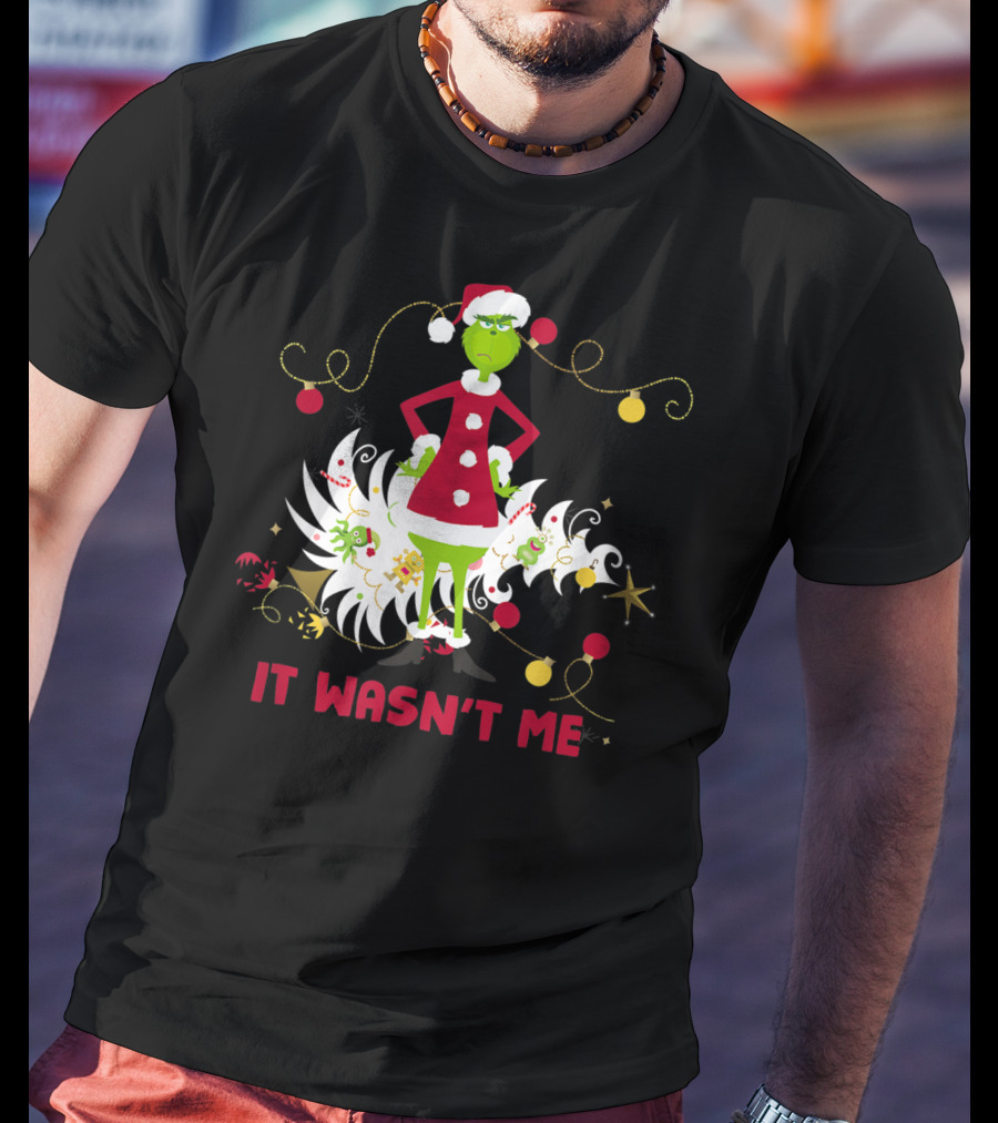 Drseuss The Grinch It Wasn't Me Santa Outfit Holiday Whimsy T-Shirt