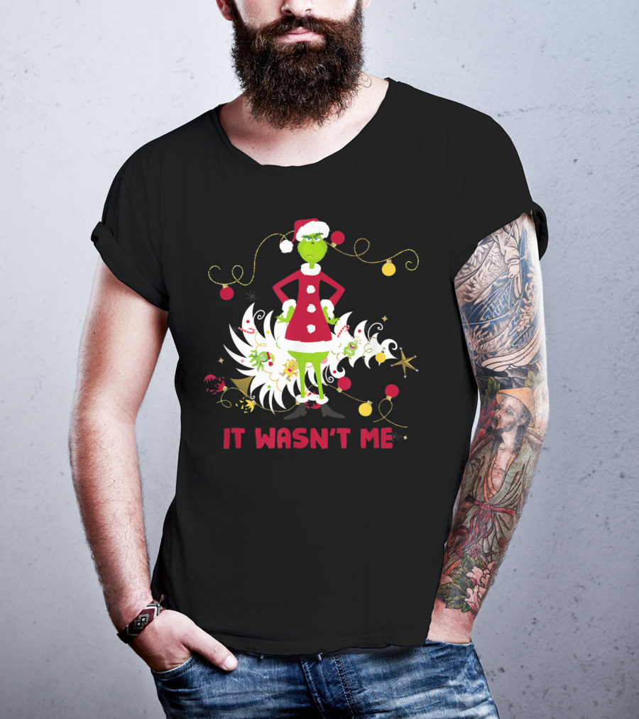 Drseuss The Grinch It Wasn't Me Santa Outfit Holiday Whimsy T-Shirt
