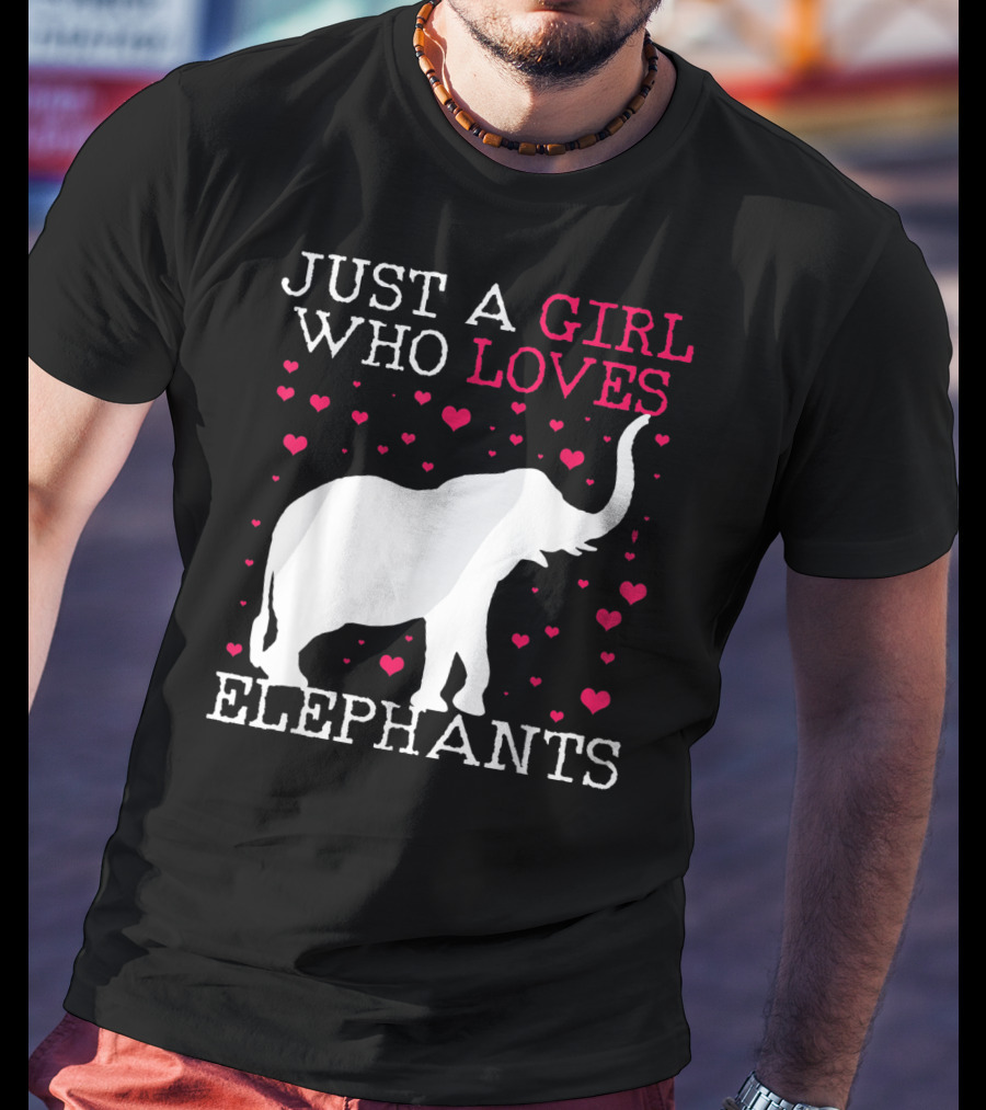 Just A Girl Who Loves Elephants With Heart Graphics T-Shirt