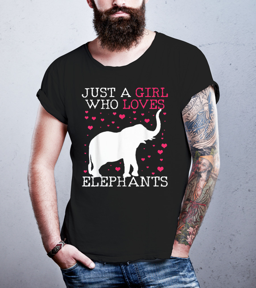 Just A Girl Who Loves Elephants With Heart Graphics T-Shirt