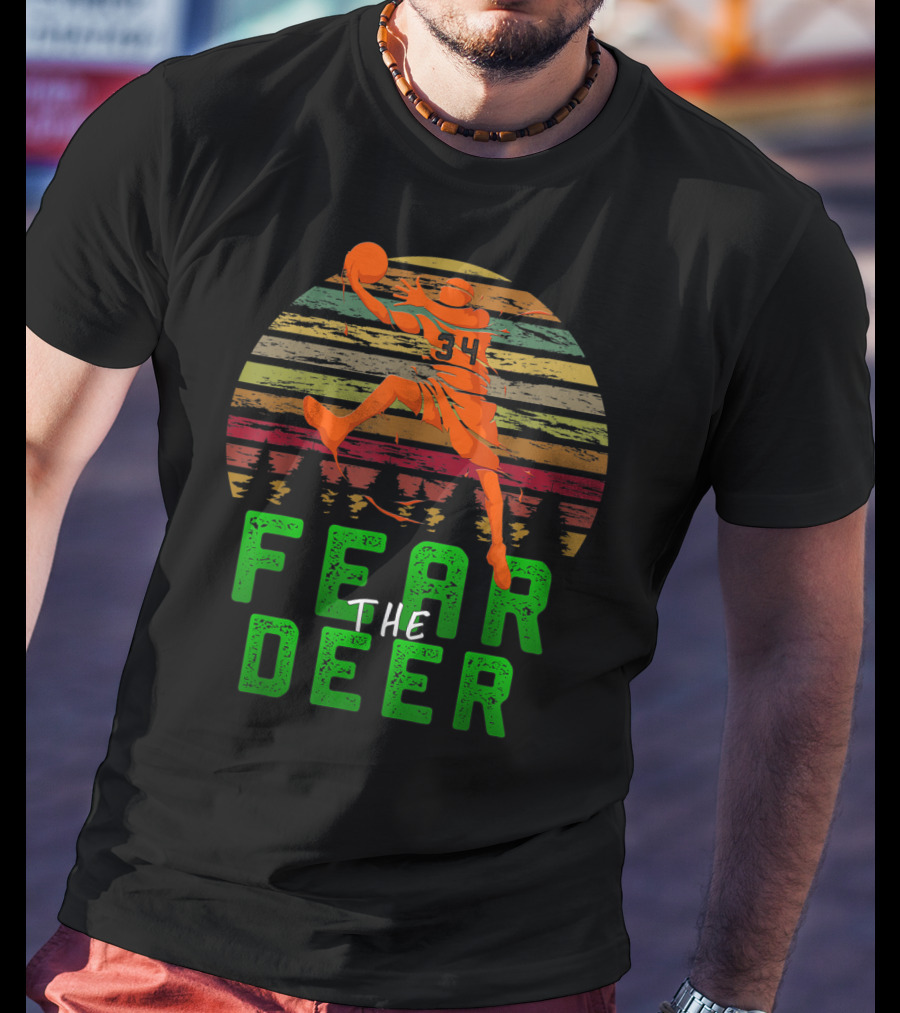 Fear The Deer Milwaukee Basketball Retro Sunset Jumper T-Shirt